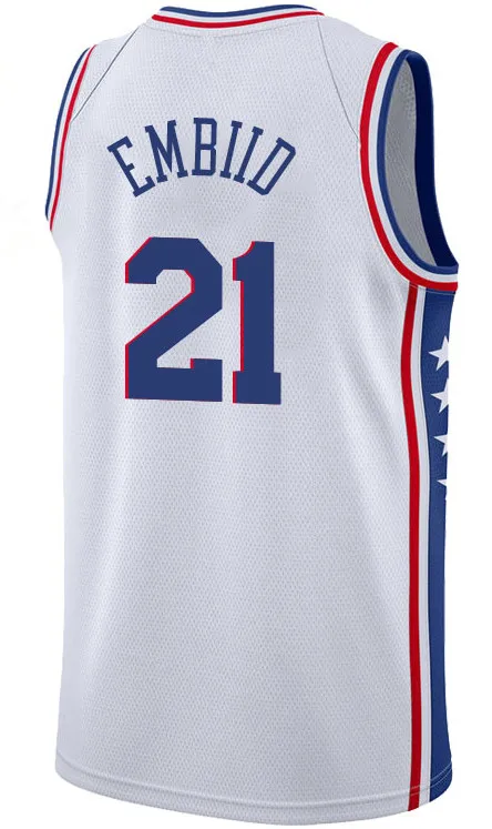 25 Бен Симмонс Джерси 20 Markelle Fultz 21 Joel Embiid 3 Allen Iverson 17 J.J. Баскетбольные майки Redick города - Цвет: 2018 new