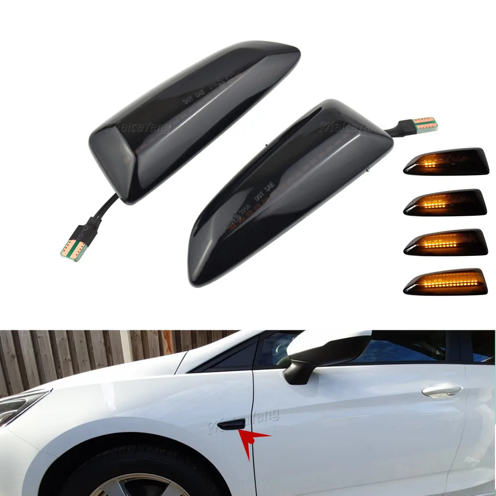 

2Pcs LED Dynamic Flowing Turn Signal Side Marker Light For Opel Astra J K 2015 Zafira C Insignia B Grandland Crossland X 2017