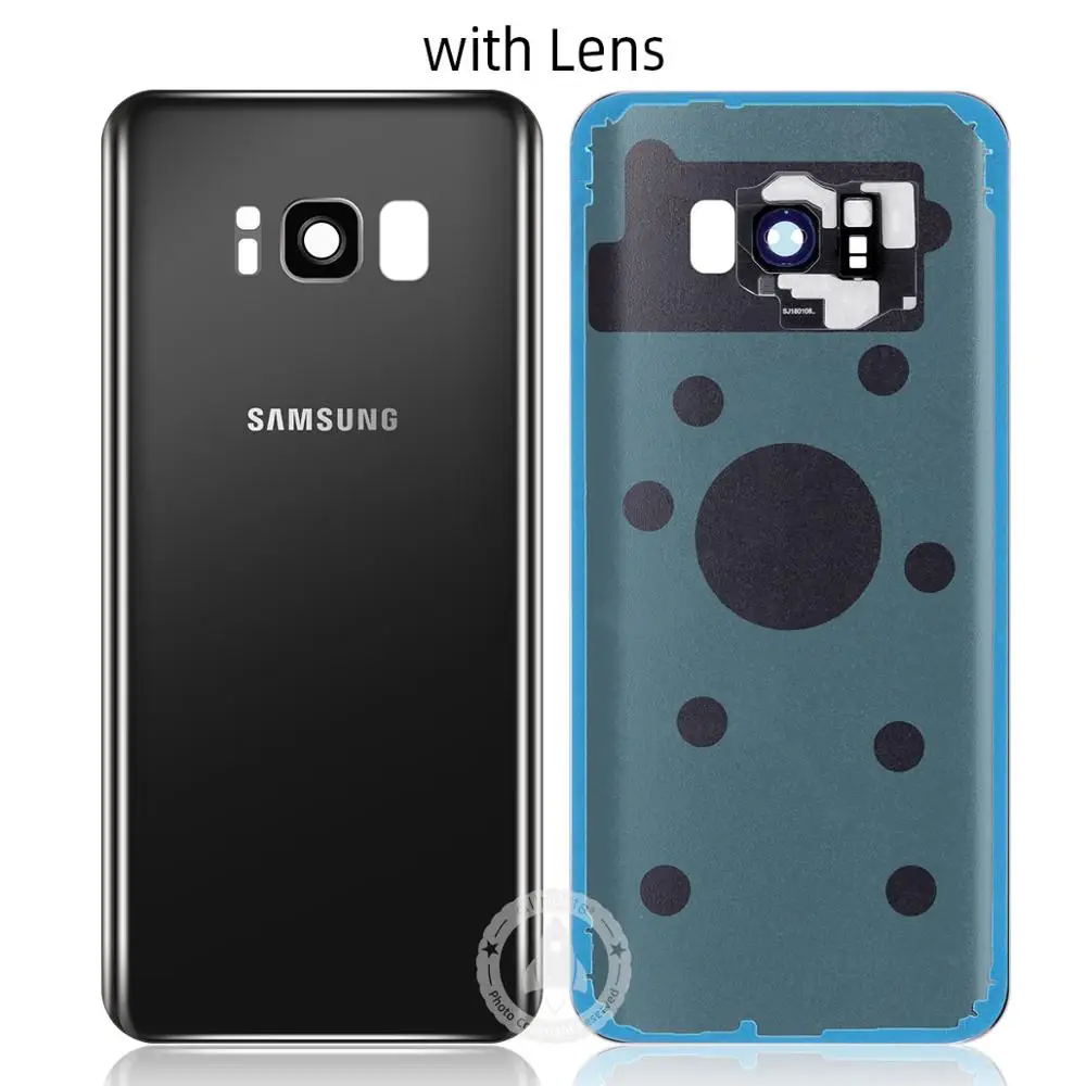 Samsung стеклянный Телефон задняя крышка батареи для samsung S8 Plus корпус S8+ G955 Корпус задняя крышка чехол - Цвет: Black with Lens