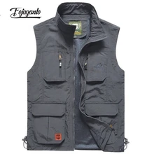 

FOJAGANTO Men's Thin Multi-Pocket Waistcoat Spring and Autumn Outdoor Sports Leisure Vest Solid Color Tooling Loose Vest Male