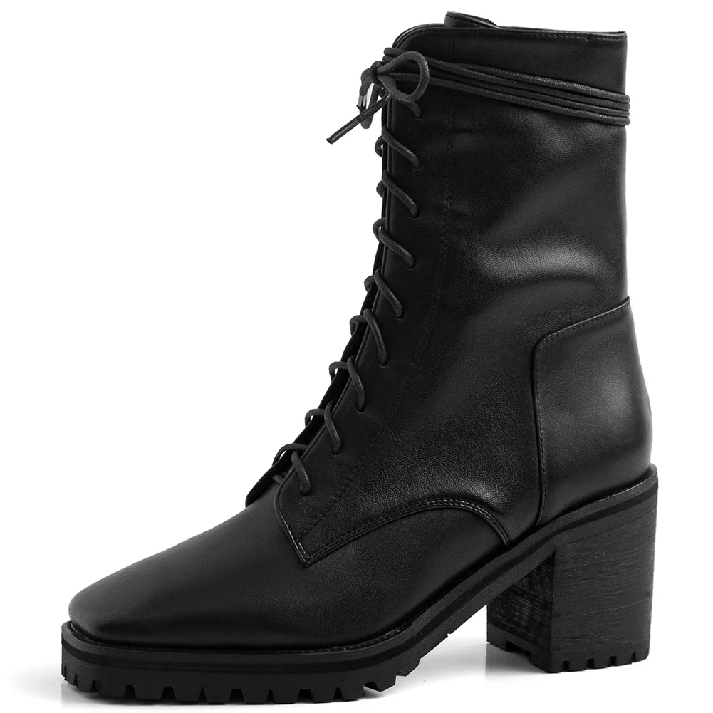 black leather no fur SARAIRIS/Новинка; брендовые красивые ботинки на платформе; качественные женские ботильоны из натуральной кожи; коллекция года; женская обувь из органической кожи на высоком каблуке - Цвет: black leather no fur