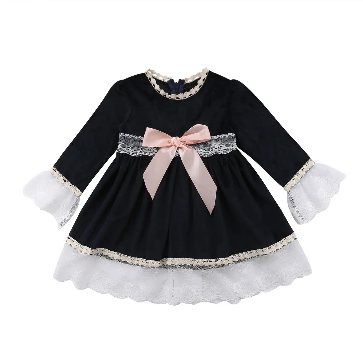 2019 г. Новое Кружевное платье принцессы кружевное с длинными рукавами для