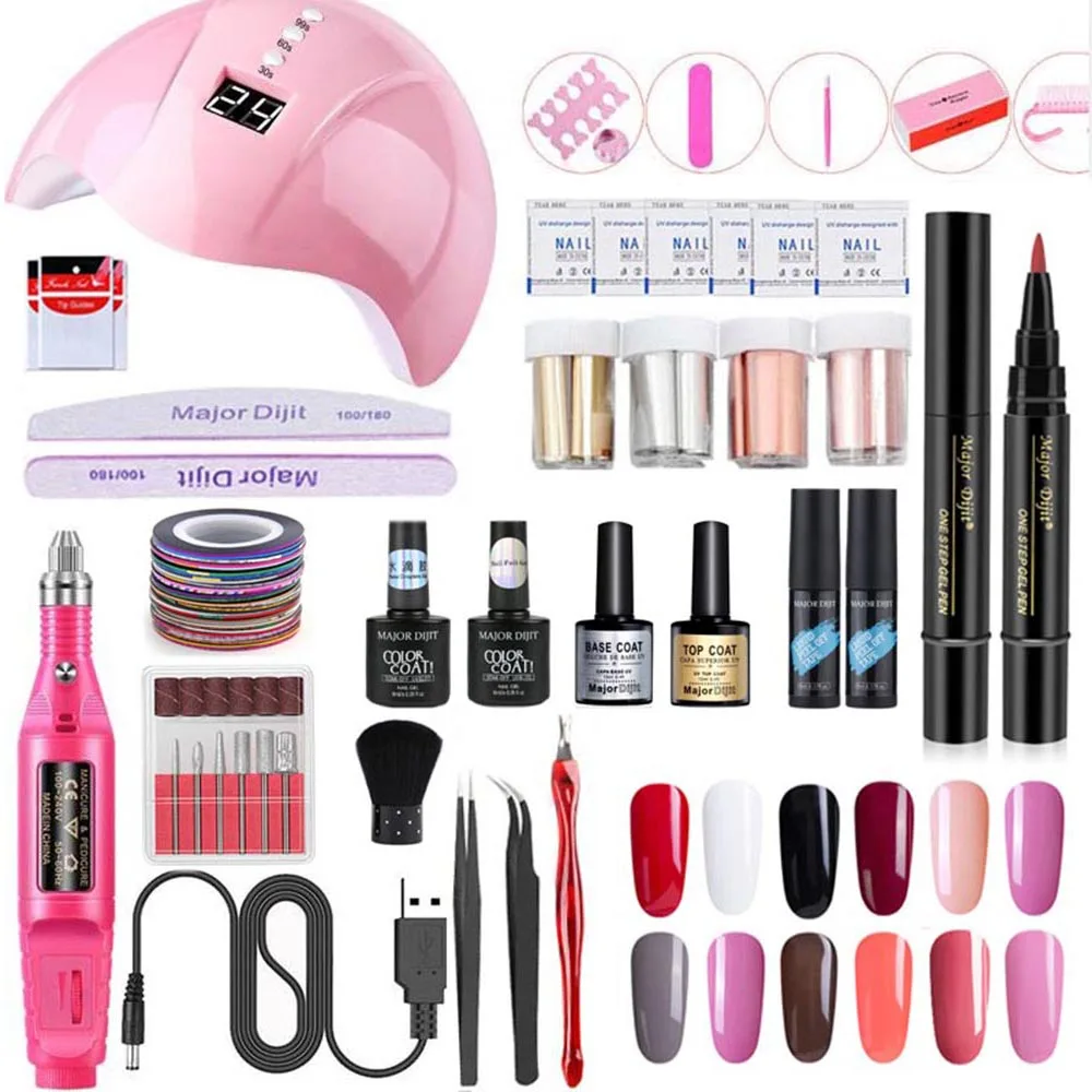 

Full Nail Set Poly Gel Kit 80w UV LED Lamp For Polygel Set Builder Gel Hard Jelly Gel Extension Gel Nail Art Tool Manicure Set