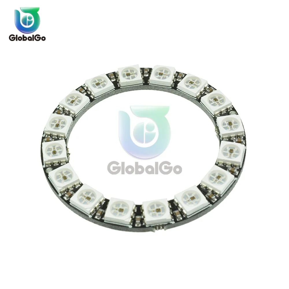 16 бит WS2812 Led Светодиод чип-Плата Светодиодные фары Умный RGB DC5V 5050 IC Круглый многокрасочный световой щит для Arduino Светодиодная кольцевая лампа со встроенными драйверами