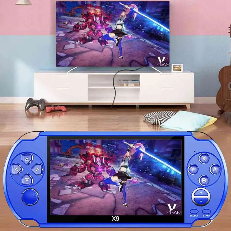 X9 портативная игровая консоль с экраном 5,1 дюйма, поддержка ТВ-выхода с поддержкой MP3, видео-камеры для GBA MD, аркадных игр