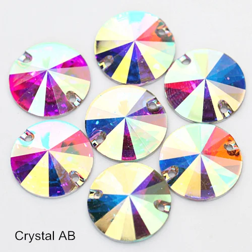Crystal AB Круглые разноцветные стразы Rivoli из смолы, стразы для пришивания, стразы для пришивания, круглые стразы для пришивания одежды Y3625 - Цвет: Crystal AB