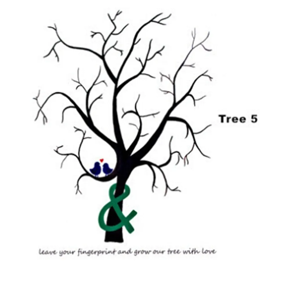 Tree 5 40x30 см вечерние вход-в личности Свадебные подписи гостевых книг творческий в форме сердца ветви знак отпечатки пальца в дереве - Цвет: Tree 5