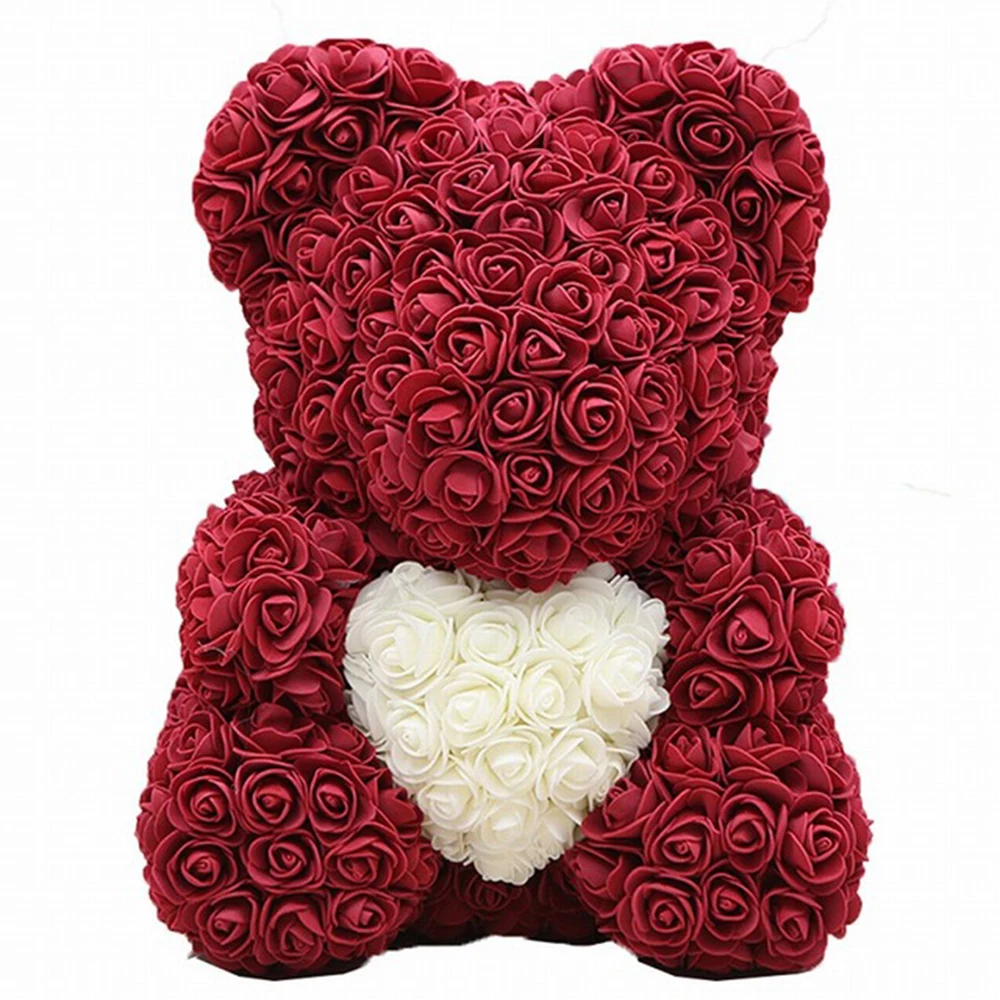 25cm/40cm Teddy Rose Bear Valentine's Day Artificial Flower Rose of Bear Christmas Decoration for Mother Girlfriend Rose Gifts