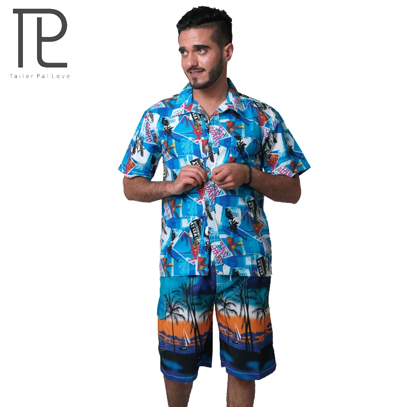 Tailor Pal Love Nice Summer Fashion Beach Men Shirt Short Sleeve Casual Hawaiian Shirt For Mens