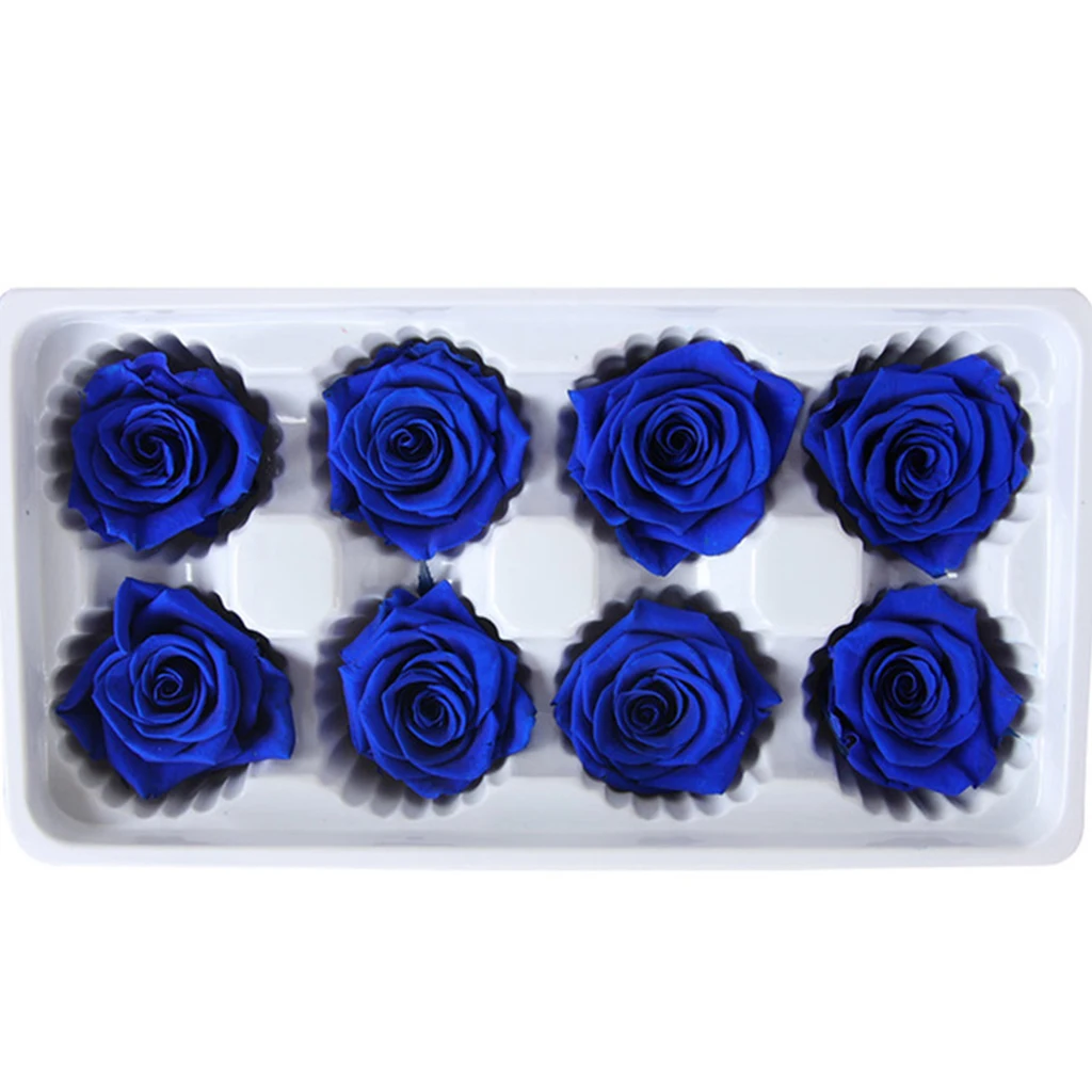 Royal blue 8 шт./кор. высокое качество "Законсервированные" Цветы бессмертный роза 5 см Диаметр вечная жизнь цветок искусственные цветы, подарок на день Святого Валентина - Цвет: Royal blue