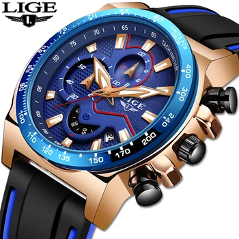 

2020 Reloj Hombre Silicone Strap LIGE Fashion Sport Watch Men Waterproof Mens Watches Top Brand Luxury Quartz Relogio Masculino