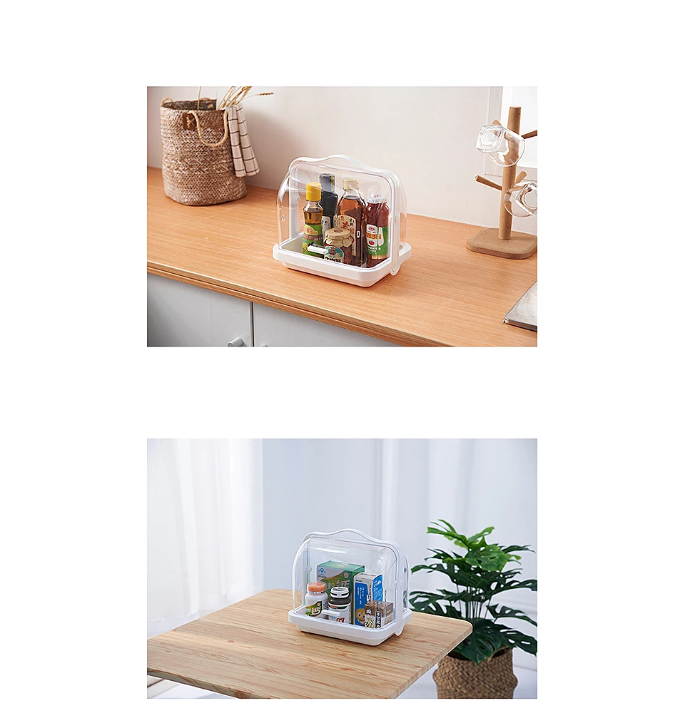 Makeup Organizer Modern Waterproof Dustproof Cosmetic Display Boxes Case Food Drug Organization with Handle on Countertop