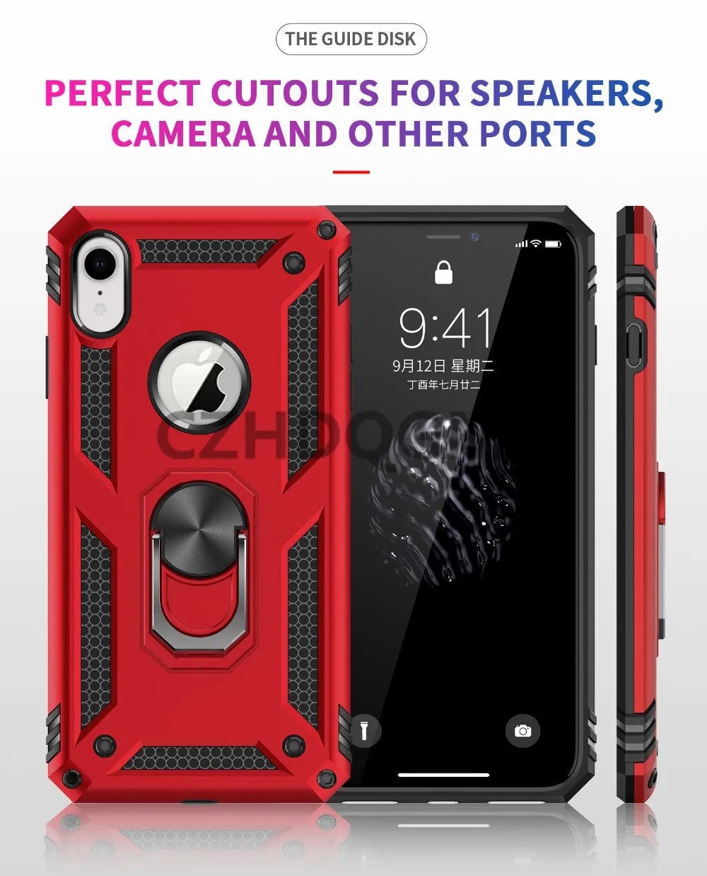 50 шт./партия противоударный бронированный Телефон чехол для iPhone 6 6S 7 8 Plus X XS Max Xr с кольцом для автомобиля