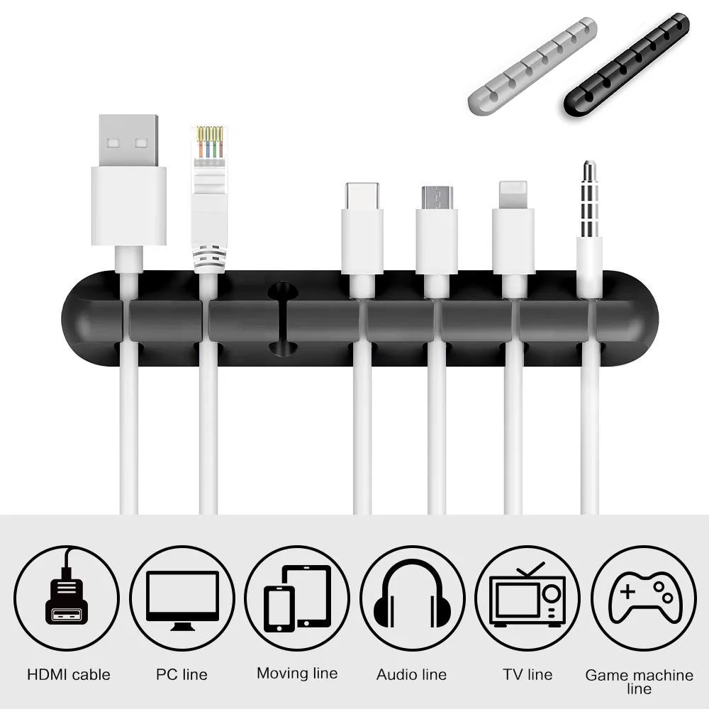 Зажим для кабеля настольный USB устройство для сматывания кабеля органайзер для кабеля держатель для 7 кабеля легко приклеивается и очищается