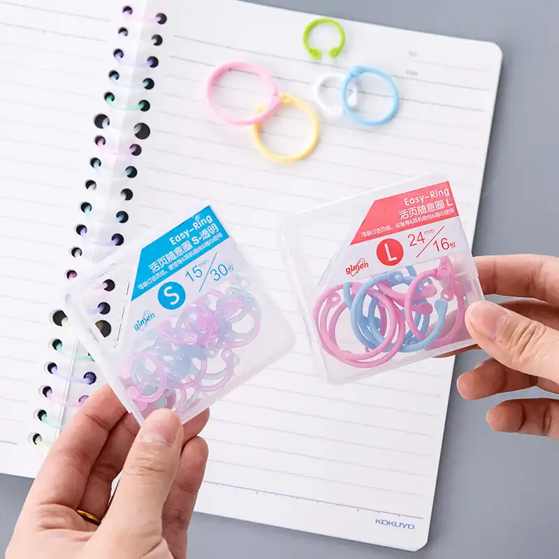 Colorful Loose Leaf Book Notebook Ring Binder Hinged Circle Rings Clips KY
