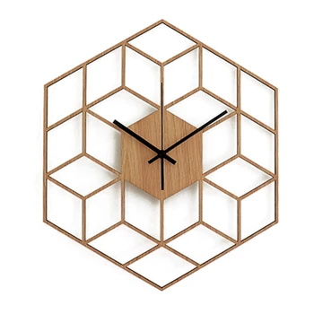 

Modern Geometric Wall Clock Wood Clock Watch Living Room Bedroom Office Decorative Clock Watch