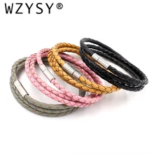 Винтажный многослойный витой воловьей кожи Плетеный браслет в стиле панк популярный браслет Сильный магнитный браслет с пряжкой ювелирные изделия для мужчин и женщин