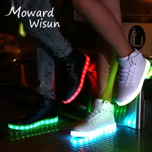 Размеры 27-42; Светящиеся кроссовки с зарядкой от USB; Светодиодный светильник с подошвой для мальчиков и девочек; светящиеся Детские тапочки; Enfant светодиодный