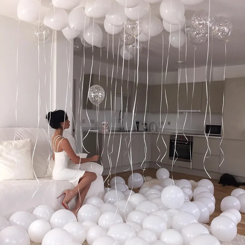 Matte Pure White Balloons Birthday Party Wedding Decoration Baby Shower Round Helium Ballon White Art Shape DIY Home Decor