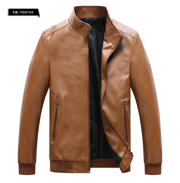 AliExpress Wish2019 осень и зима стиль Европа и Америка мужская кожаная куртка со стоячим воротником мужское локомотивное кожаное пальто