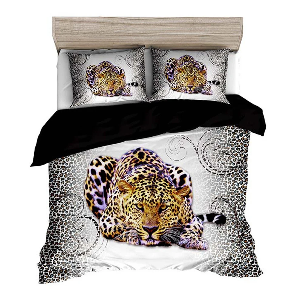 Wishstar леопардовые пододеяльники кровати 3D белое постельное белье с принтом двойной queen King size постельные принадлежности набор