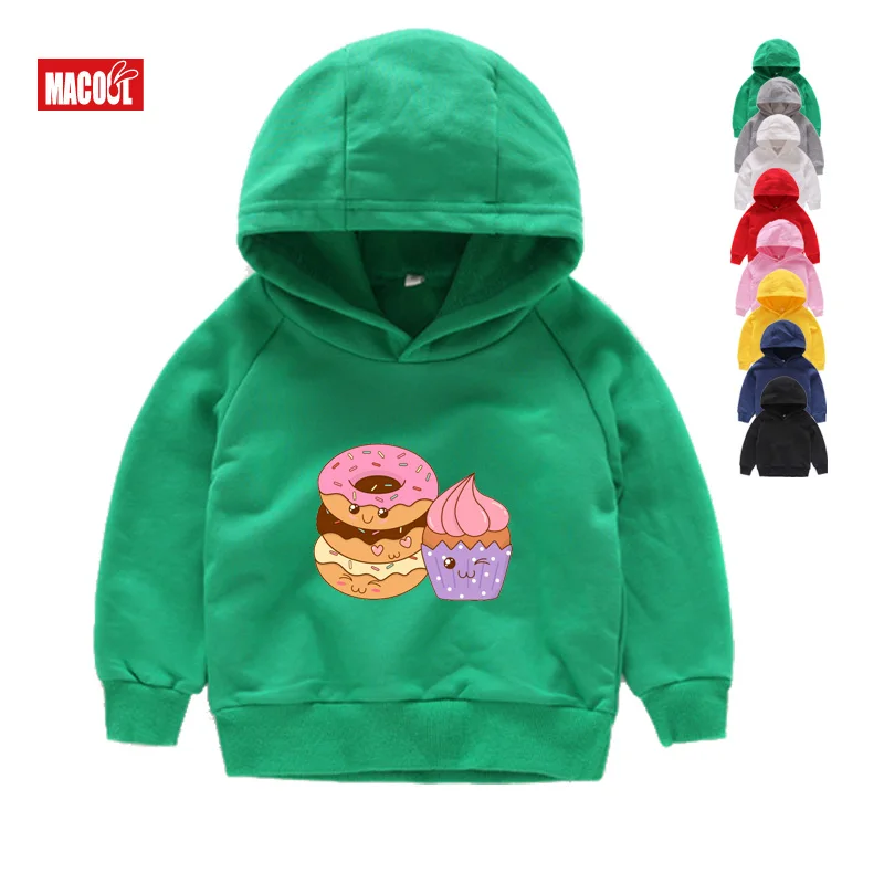 Kids Hoodies Sweatshirts Cartoon Doughnut Pals Print Hoodies for Boy Girls Clothing Black Funny Hoodies Clothes 2T-8T Sweet Pail - Цвет: Kids Hoodies