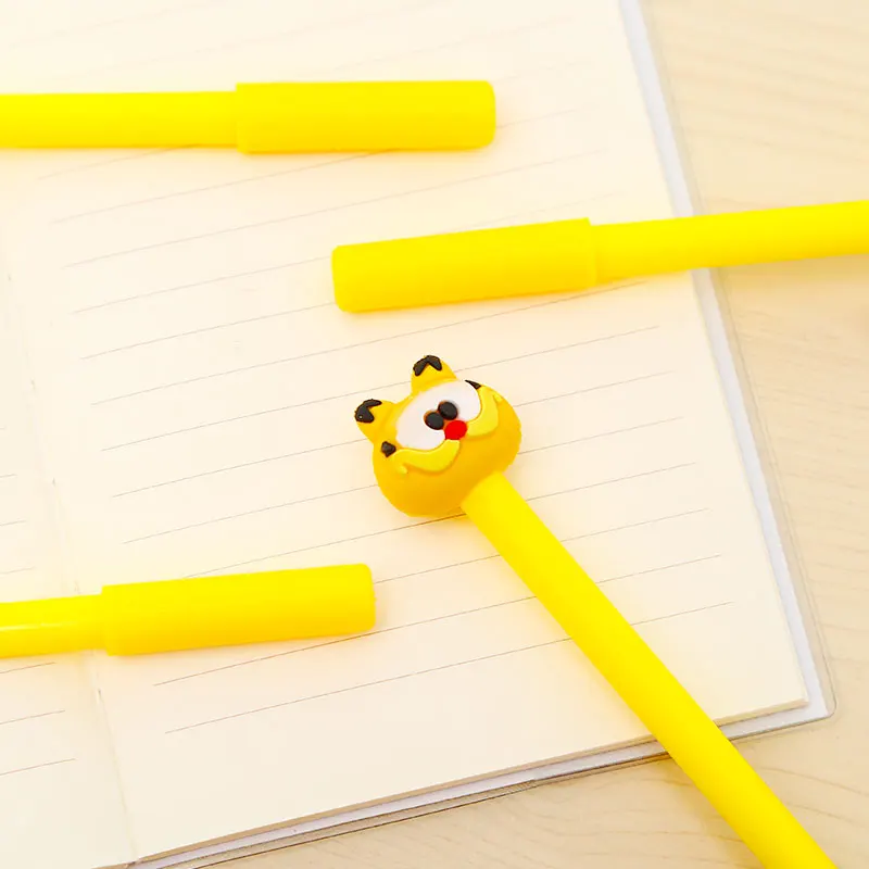 12Pcs/pack Korean Funny Cartoon Tiger Gel Pen Blue Ink Cat Animal Cute Stationery Kawai Kawaii School Pencil Bag Case Stationar