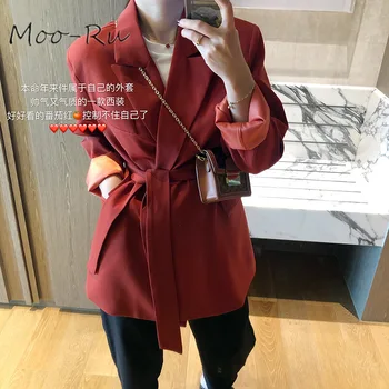 

Moo-Ru 2020 Spring New Tricolour Temperament Small Suit Female Korean Version of Thin Even Belt Small Jacket