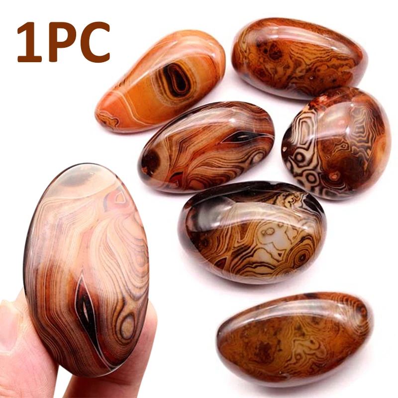 Silk Agate Palm Stone Crystal Polished Banded Agate Stone