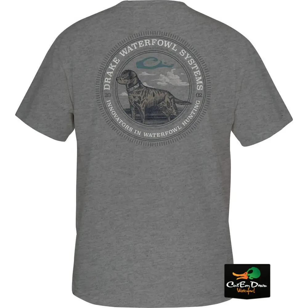 

DRAKE WATERFOWL INNOVATORS LOGO SHORT SLEEVE T-SHIRT GRAPHITE HEATHER LARGE Men Summer Short Sleeves