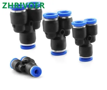 

5Pcs OD 4 6 8 10 12MM "Y" Pneumatic Connector Tee Union Push In Fitting for Air Pipe joint
