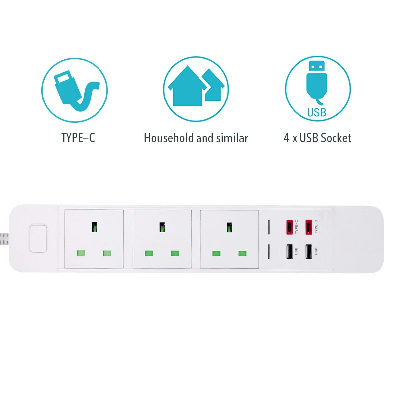 Умная силовая лента с разъемами UK 3 AC 2 USB 2 type-c зарядная станция работает с echo Alexa Google Home IFTTT UK Вилки