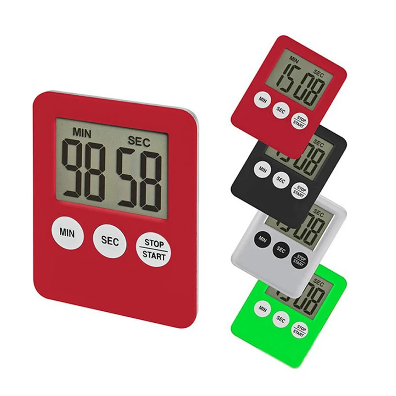 

1pcs 7 Colors Super Thin LCD Digital Screen Kitchen Timer Square Cooking Count Up Countdown Alarm Magnet Clock Temporizador