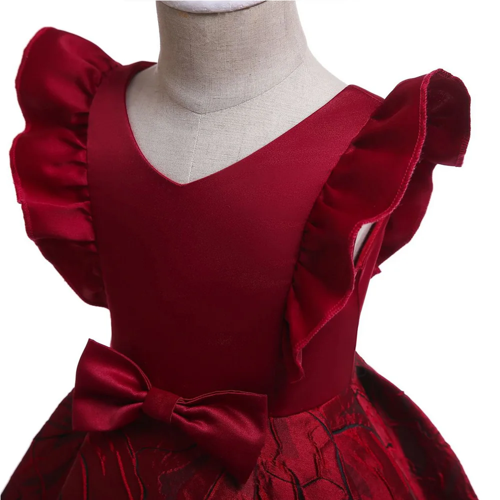 2 цвета, высокое качество, vestidos, детское рождественское свадебное торжественное платье принцессы с цветочным узором для девочек детские праздничные платья на день рождения