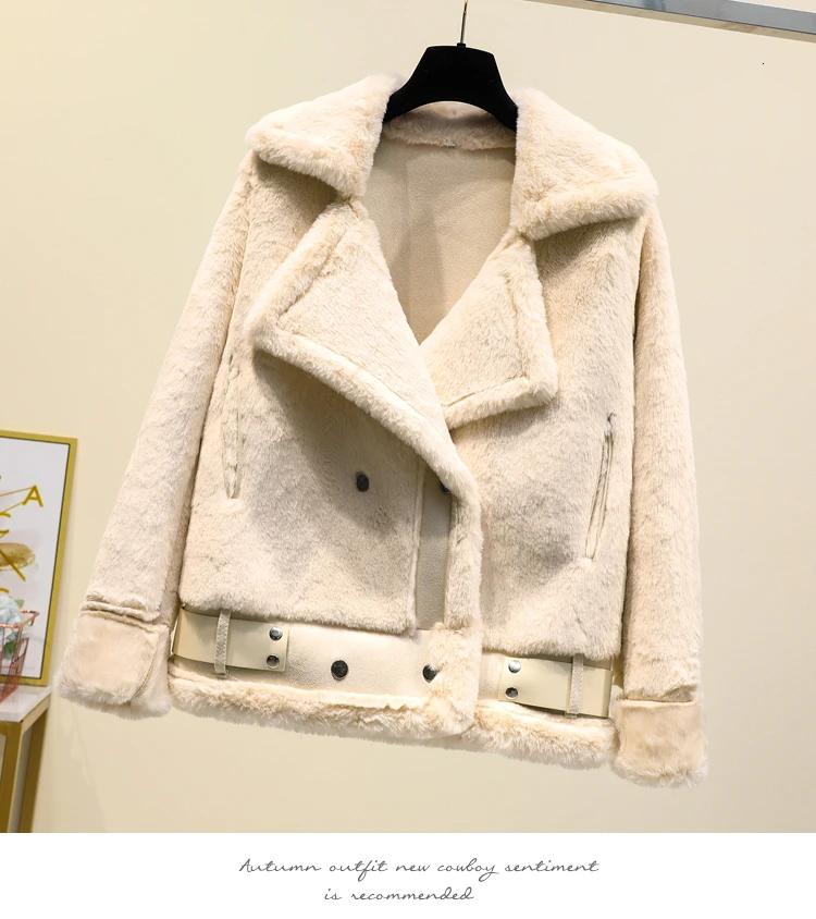 Пальто для общежития, корейское плюшевое меховое пальто, бархатное пальто с отворотом, толстые куртки для стрижки овец, пальто из кроличьего меха, имитирующее кролика, женские теплые парки