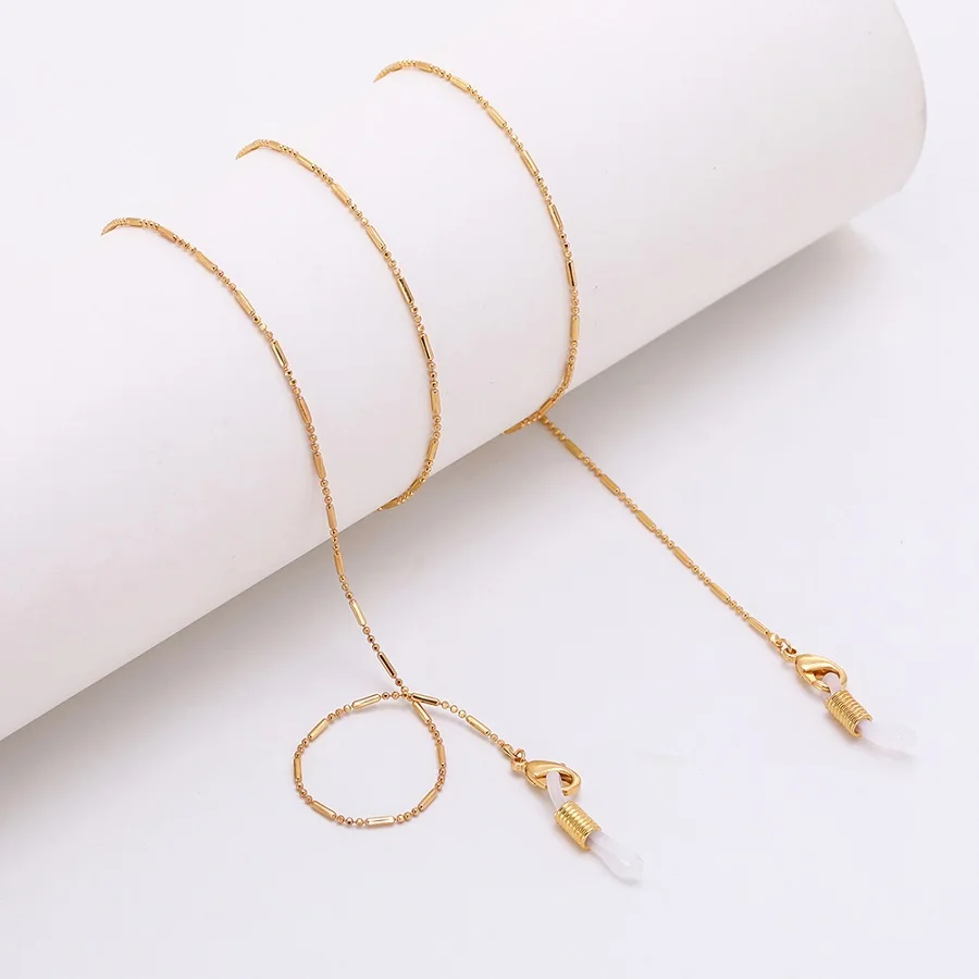 gold chain white My shape, розовое золото и серебро, шикарные, украшенные бисером солнцезащитные очки, шейный ремешок, цепочка для очков, держатель для очков, женские очки, Lanyar 78 см - Цвет: gold chain white
