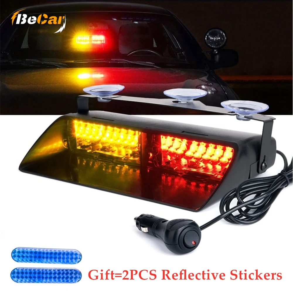 12V RGB 16 LED High Intensity Emergency Hazard Warning Strobe Lights Suction Cups for Police Law Enforcement Vehicles Truck Lamp |
