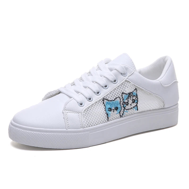 1blue Новинка; сезон весна; tenis feminino; белые туфли на шнуровке; Женские однотонные повседневные кроссовки из искусственной кожи; Zapatos; A00091 - Цвет: 1blue