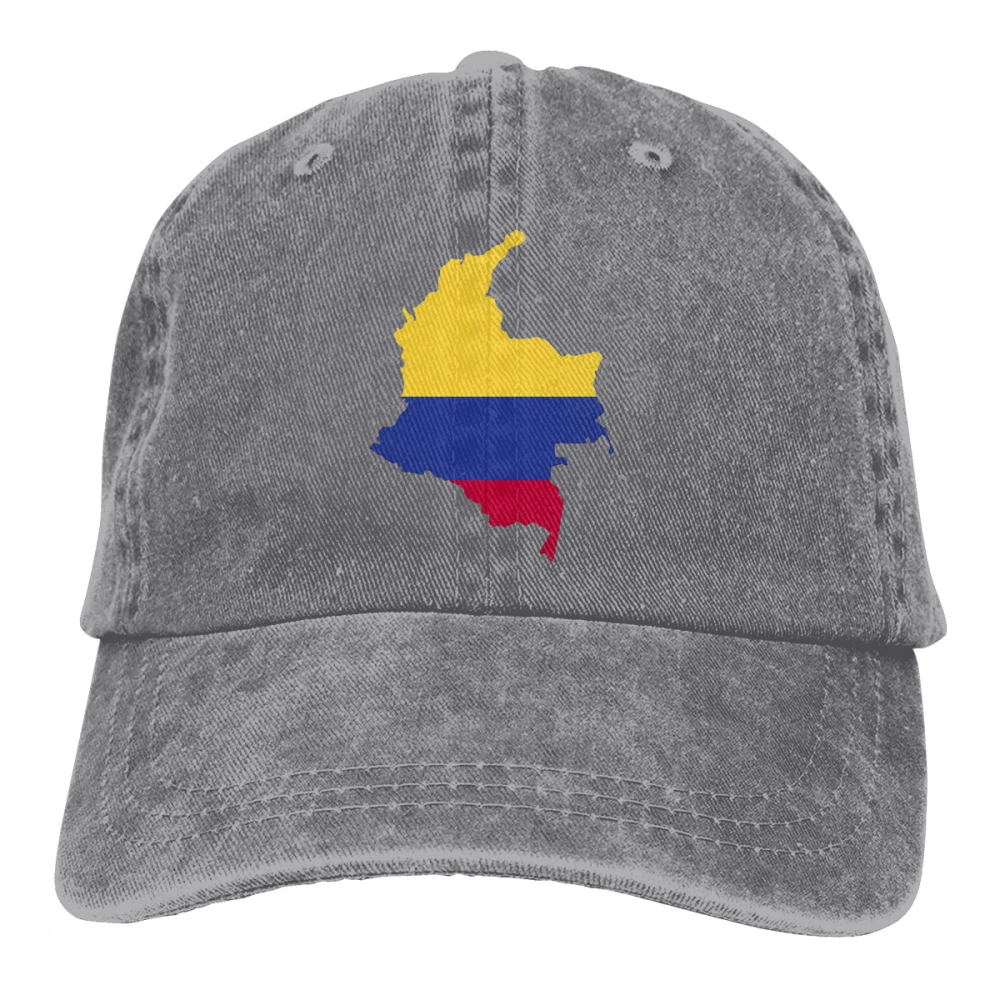 Карта с флагом внутри Колумбии Casquette глубокий Хизер унисекс Мужские Женские джинсовые бейсболка с ремешком кепки Регулируемый Гольф папа шляпа