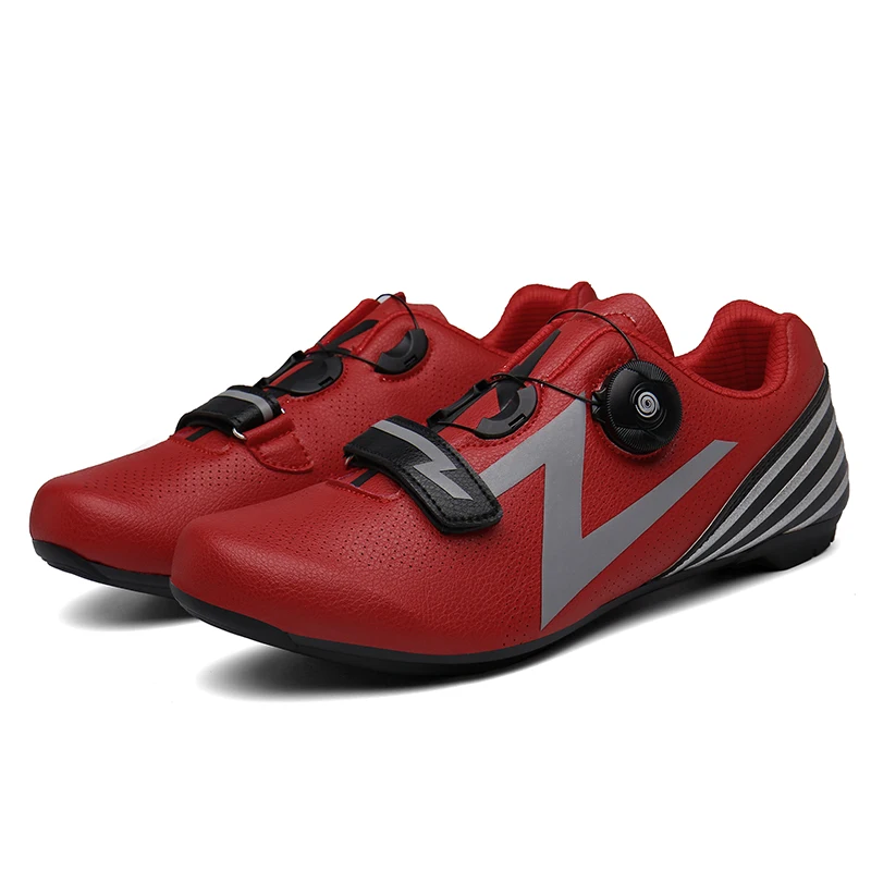 Дышащая обувь для горного велосипеда для мужчин и женщин, подходит для Shimano, черная, красная, зеленая, универсальная велосипедная обувь для горной дороги - Цвет: Красный