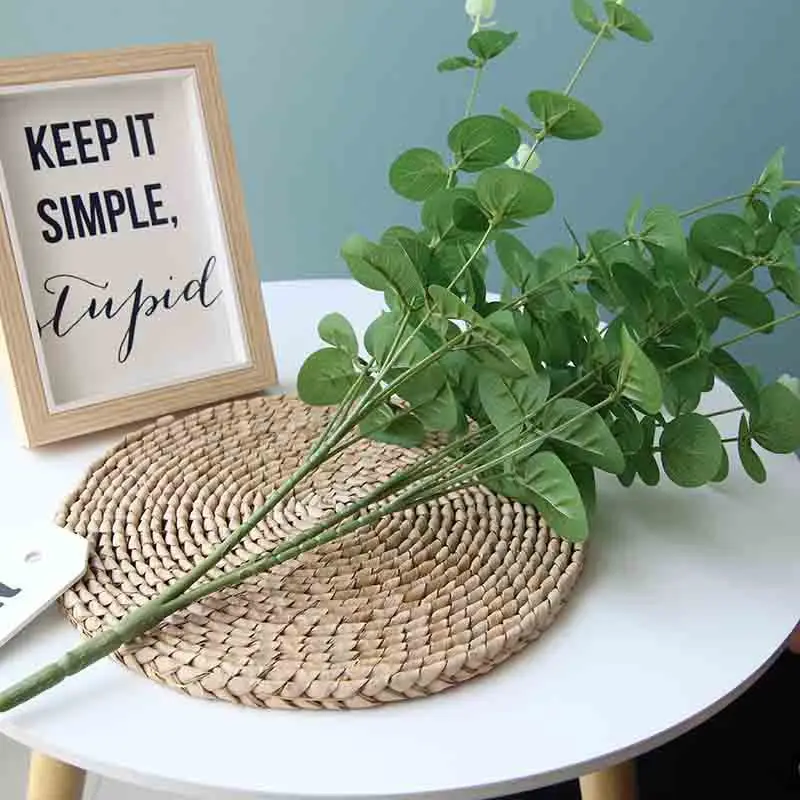 1 Piece of Plant Simulation Artificial Fake Leaf Eucalyptus Money Leaf Green Plant Home Decoration