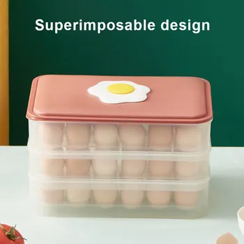 

Clear Covered Egg Holders for Refrigerator 24 Egg Holder Tray Storage Box Dispenser Stackable Plastic Eggs Containers P7
