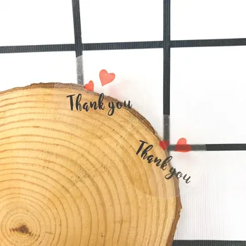 

100pcs/lot Lovely Transparent THANK YOU Stickers Round Red Heart PVC Stationery Stickers Scrapbooking Diary Deco Seal Stickers