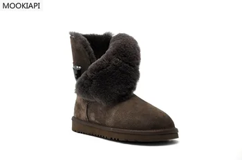 

In 2019, Europe's latest fashion high-quality snow boots, real sheepskin, 100% natural wool, women's boots, mid-barrel snow boot