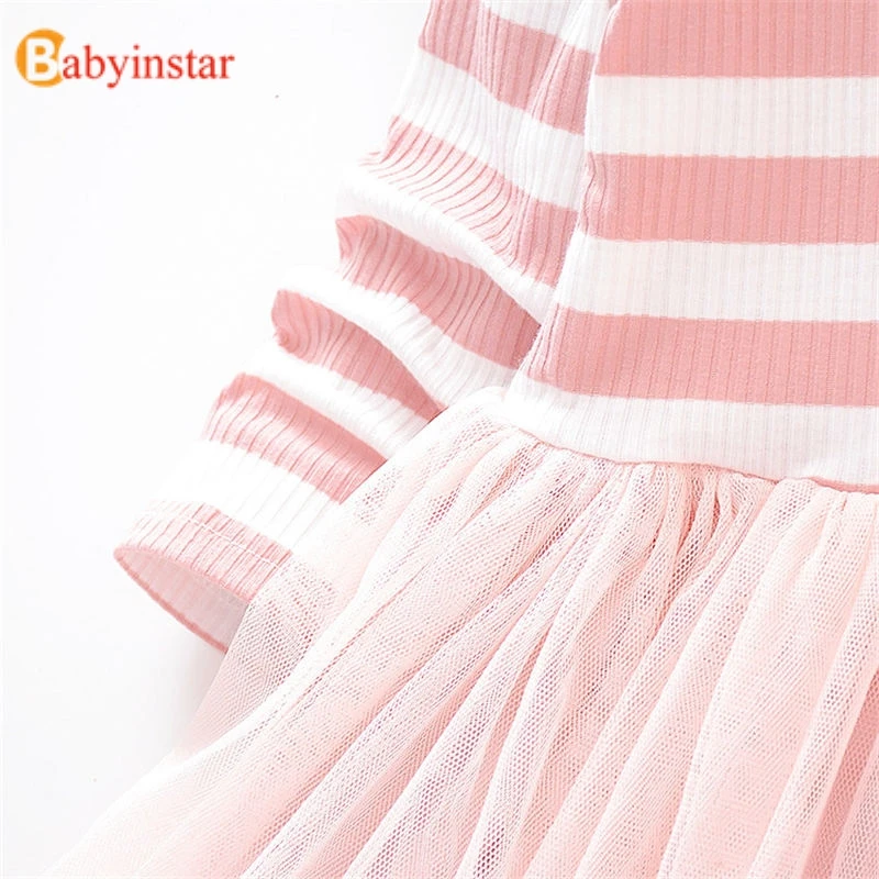 Babyinstar/милые вечерние платья для детей одежда принцессы Милые Кружевные хлопковые платья с бантом для маленьких девочек осенние платья для маленьких девочек