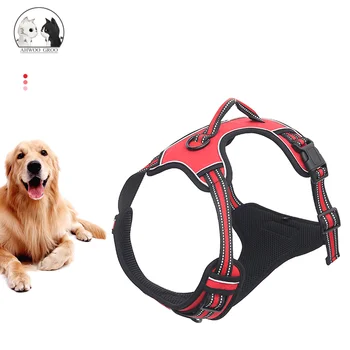 

Reflective Nylon Large Pet Dog Harness All Weather Service Dog Vest Padded Adjustable Safety Lead for Dogs Pet