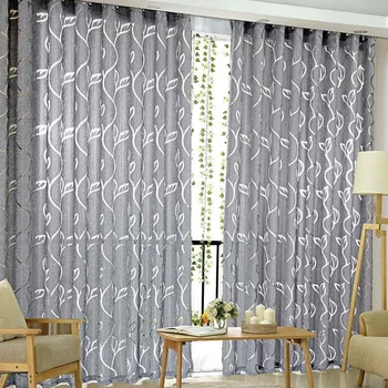 

1PC Ready Made Modern Blackout Curtains Window Curtains For Bedroom Living Room Decorative Grey White Champagne Color Curtain