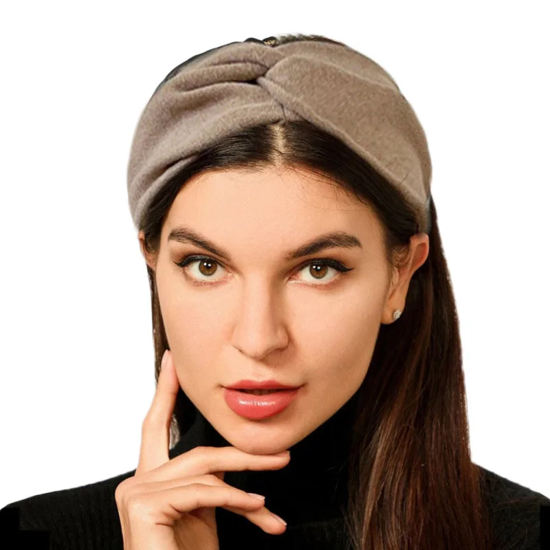 New Cashmere Cross Wide Headbands Winter Ear Warmer Soft Elastic Headwrap Turban for Women Solid Bandana Scarf Hair Accessories hair clips for women