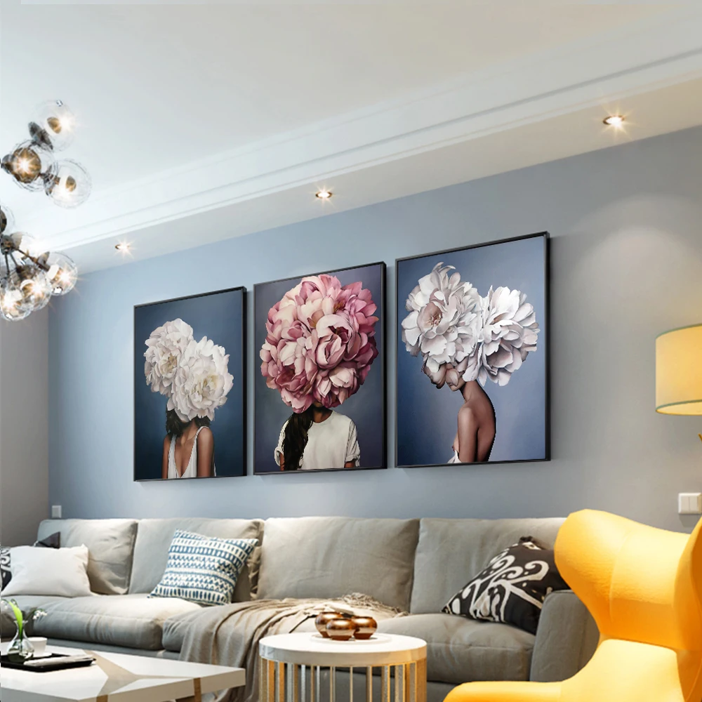 Большой размер постеры и принты скандинавские современные цветы перо Женская