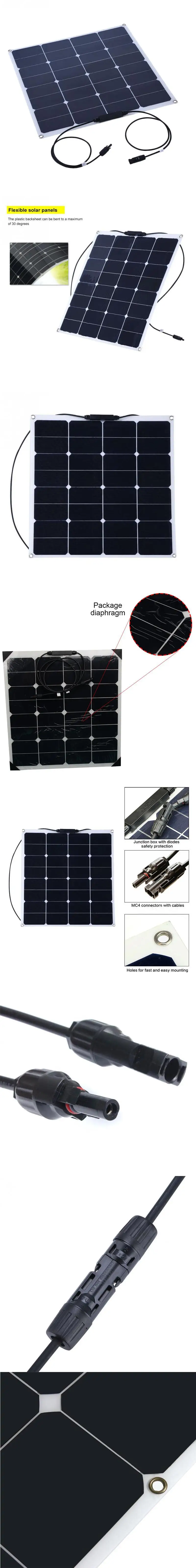 20-300 Вт 18 в Sunpower Полугибкие солнечные панели зарядное устройство для RV лодки зарядное устройство Usb 5 В Dc 18 в выход